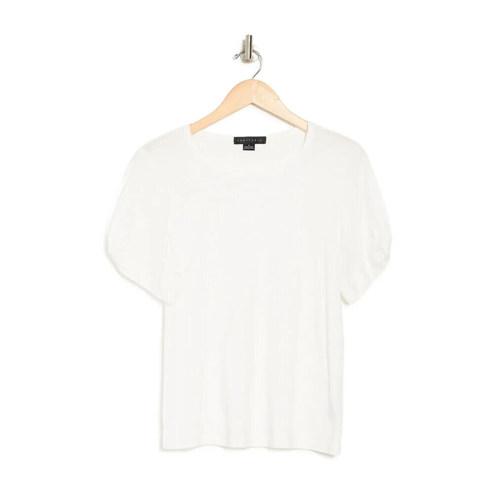 SANCTUARY Women's Twisted short Sleeve Knit T-Shirt Size L White